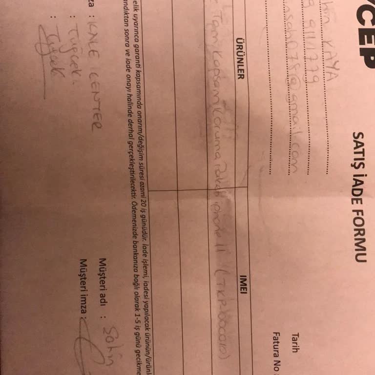 EasyCep Sigorta İadesi B