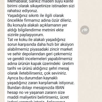 Sarıkız Maden Suyu Pas Tadı Ve Kokusu