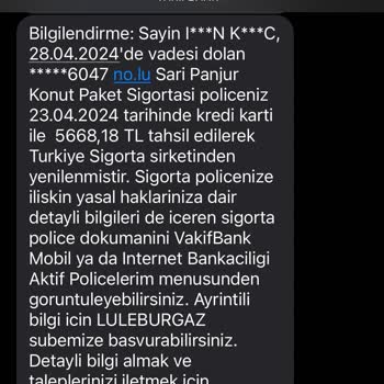 VakıfBank Sarı Panjur Konut Paket Sigortası Poliçesi Habersiz Yenileme