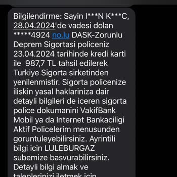 VakıfBank Sarı Panjur Konut Paket Sigortası Poliçesi Habersiz Yenileme
