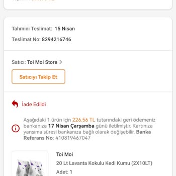 Trendyol 20 Günde Ankara'dan Ankara'ya Gelemeyen Sipariş