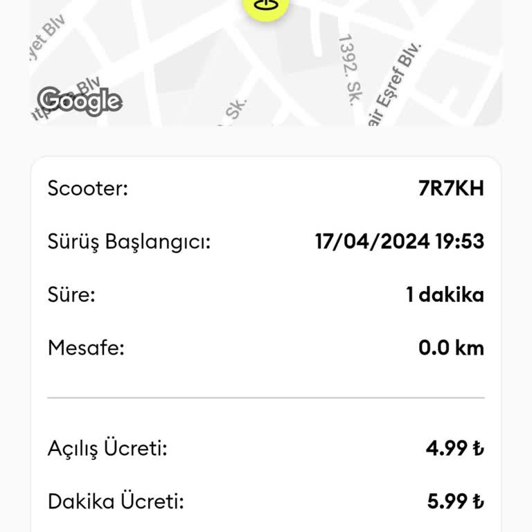 Hop Scooter Çalışmayan Araca Provizyon Çekimi