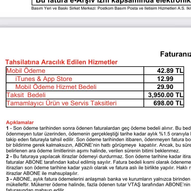 Vodafone Tamamlayıcı Ürün Taksitleri