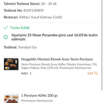 Trendyol GO Gelmeyen Yemek İçin Ücret İadesi Yapmaması