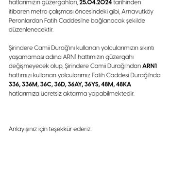 İETT - İstanbul Elektrik Tramvay Tünel Arnavutköy Otobüs Sorunu