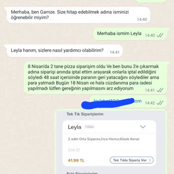 Domino's Pizza Paramı İade Etmiyor
