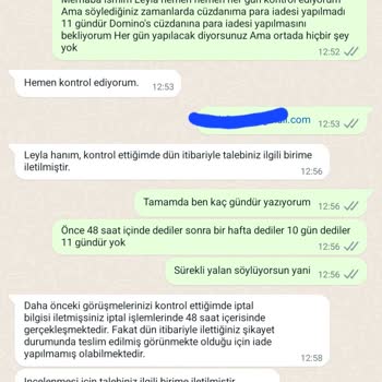 Domino's Pizza Paramı İade Etmiyor