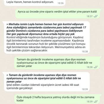 Domino's Pizza Paramı İade Etmiyor