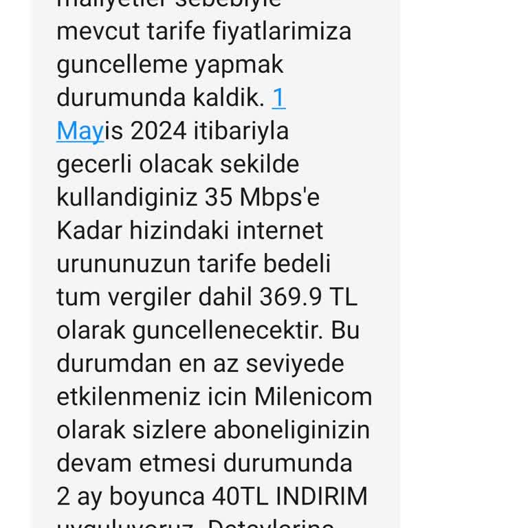 Millenicom'da Bir Yıl Olmadan Faturaya Zam Yapılması