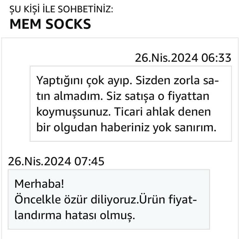 Amazon Sitesinden Mem Socks Marka Alışverişi