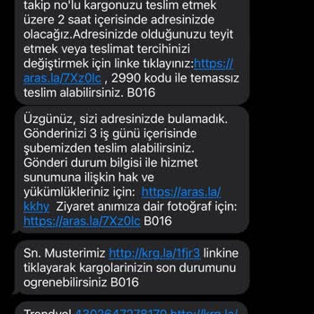 Aras Kargo'nun Sizi Evde Bulamadık Bahanesi