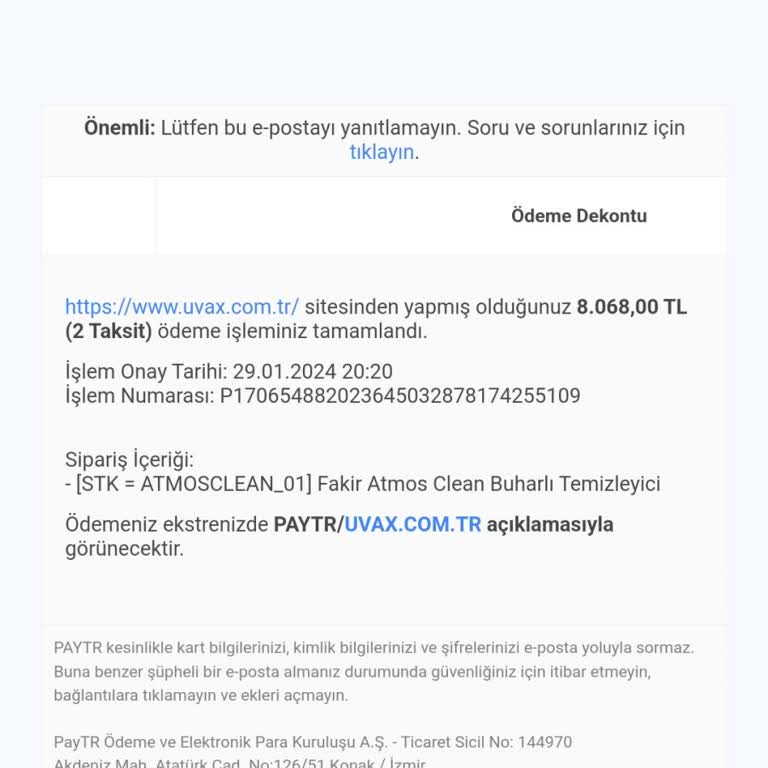 Uvax Fakir Atmos Clean İkinci Bozuk Gelişi Ve İade Alınmaması