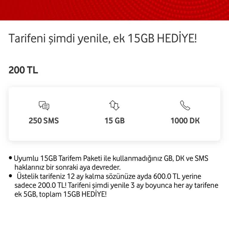 Vodafone Fahiş Fiyat Tarifeleri
