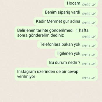 Modern Home Adlı Firmadan Sipariş Verdim Ürün Gönderilmedi İlgi Yok