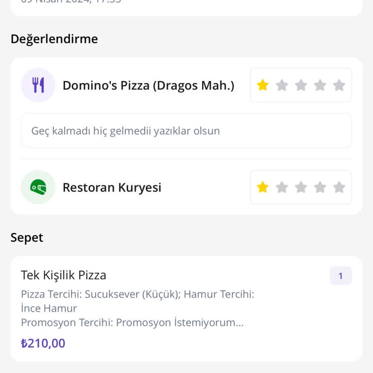 Domino's Pizza Teslim Etmedi Ancak Para Tahsil Etti