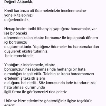 Akbank İade Edilen Tutarı Benden Taksitli Olarak Almaktadır
