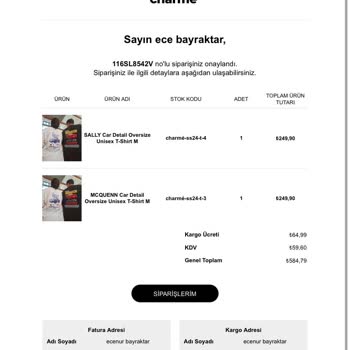 Charmé Butik İade Edilemeyen Ve Asla Gelmeyen Sipariş.