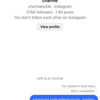 Charmé Butik İade Edilemeyen Ve Asla Gelmeyen Sipariş.