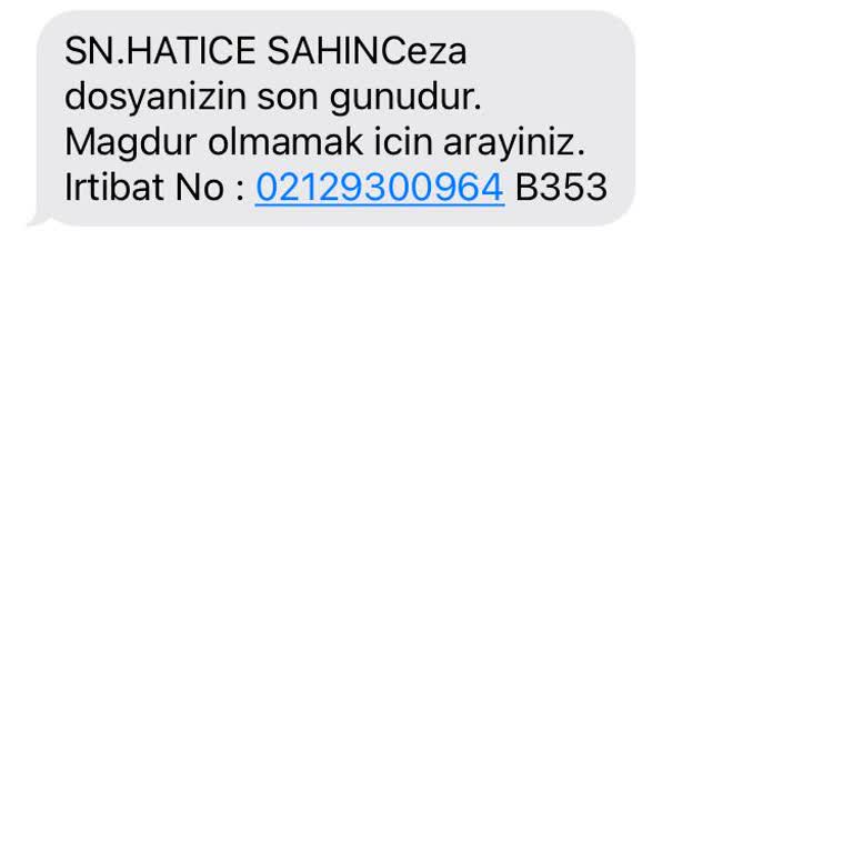Hakara Hukuk (SMS) Hukuk Firmasından Gelen Ceza Dosyası SMS