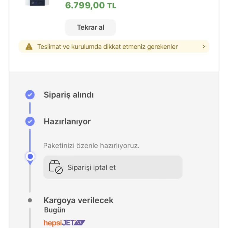 Hepsiburada Verilen Siparişi 3 Saat Bekleme Zorunluluğu!