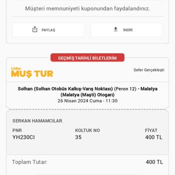 Lider Muş Turizm Kafasına Göre Koltuk Numara Değişikliği