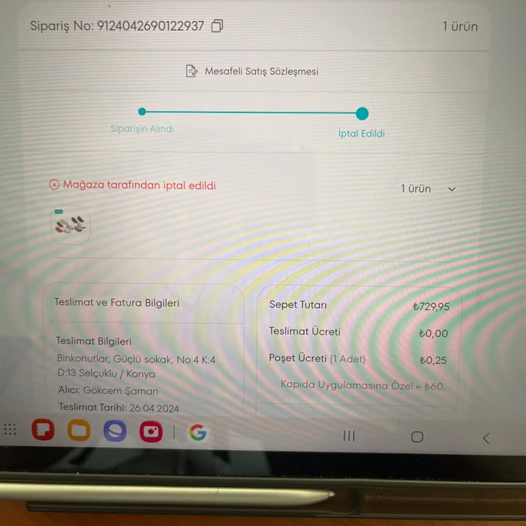 A101 Mağaza Tarafından Bilgilendirilmeden Siparişim İptal Ediliyor