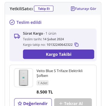 Veito Ani Su Isıtıcısı Teknik Ücreti Yatırılmıyor.