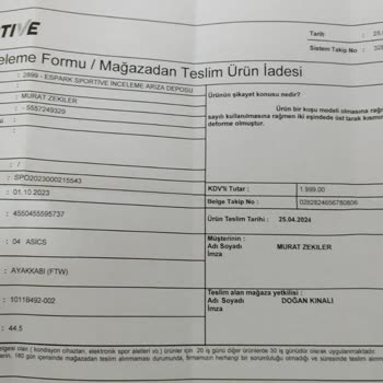 Espark Sportive Ve Asics Türkiye Şikayetçiyim