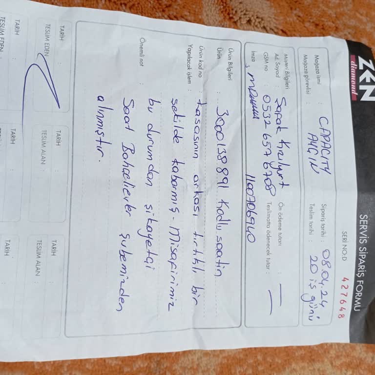 Zen Pırlanta Saatin Metal Kasa Kısmının Kabarması