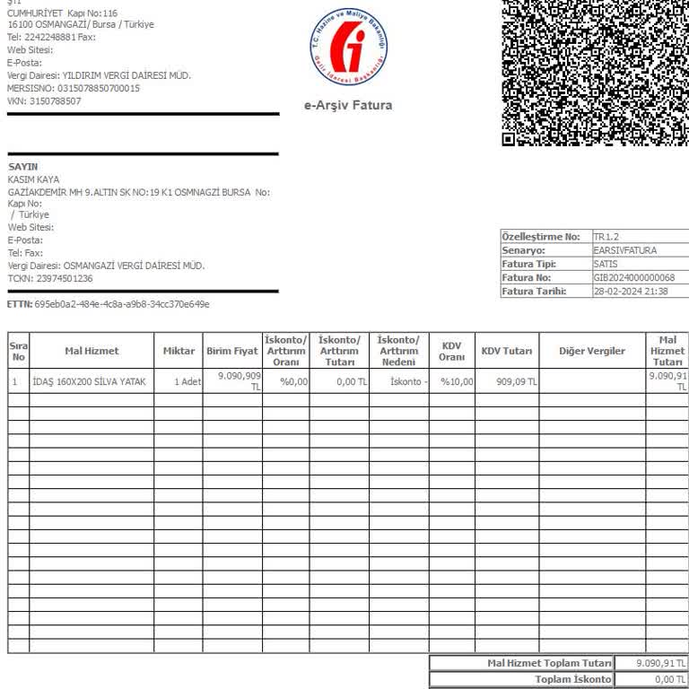 İdaş Silva 160*200 Yatak Şikayeti
