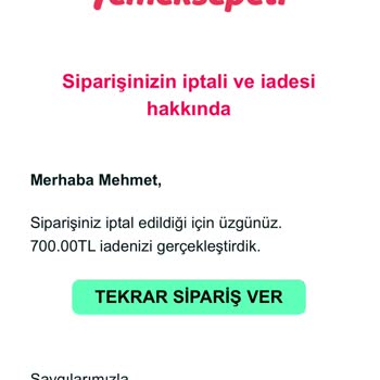 Bir Daha Yemeksepeti Mi Asla