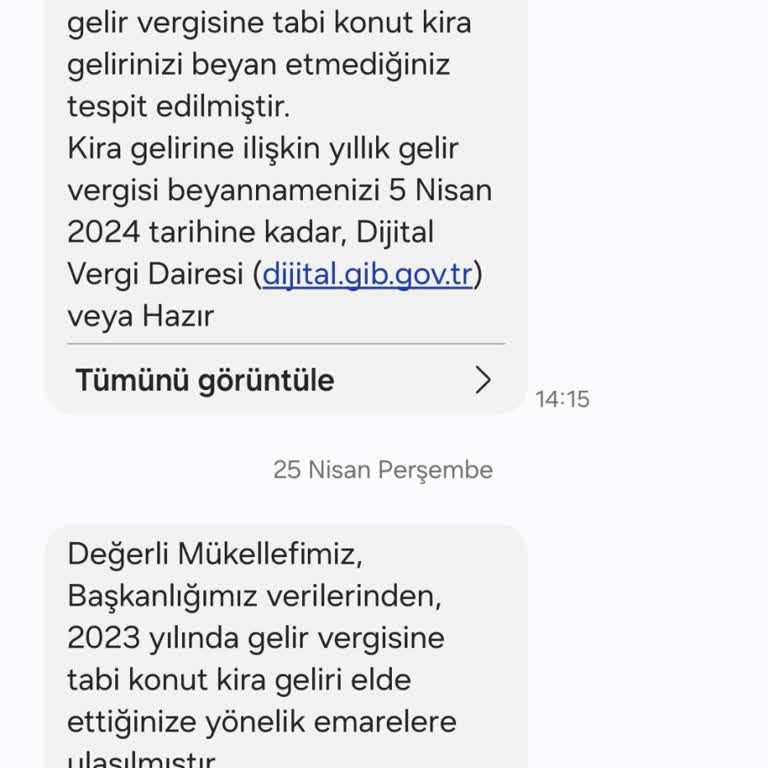 Kira Gelirim Olmadığı Halde GİB'den SMS Aldım