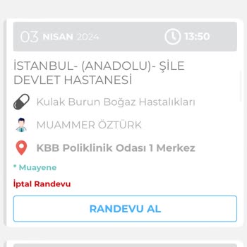 Şile Devlet Hastanesi Sürekli Randevu İptali