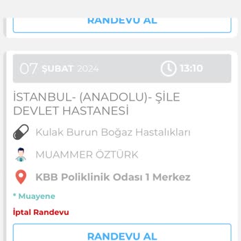 Şile Devlet Hastanesi Sürekli Randevu İptali