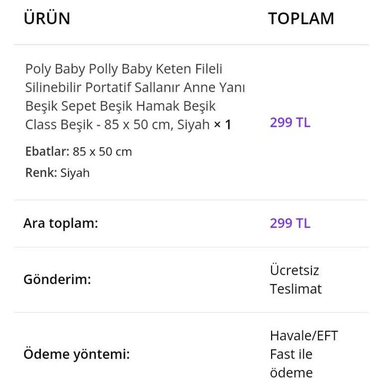 Bebekcity.com Beşik Alindi Ama Kargoya Verilmedi