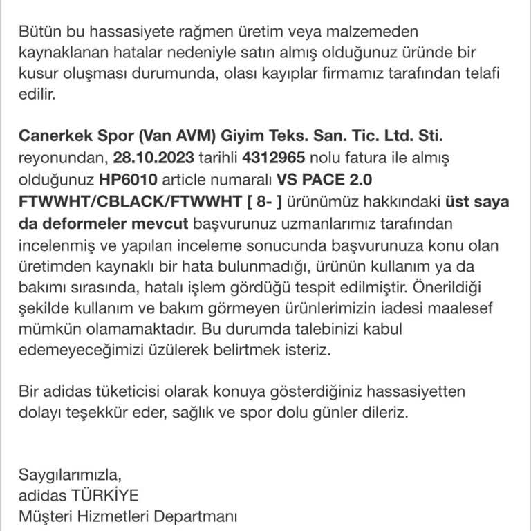 Adidas Ayakkabının İç Astarının Bir İki Ayda Yıpranması