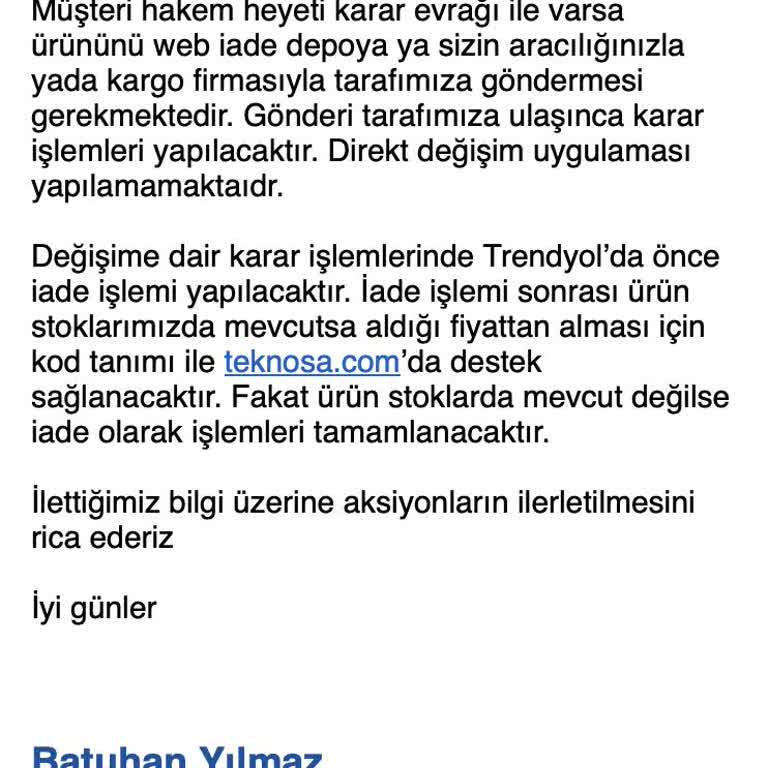 Teknosa Ve Trendyol'da Mağduriyetim