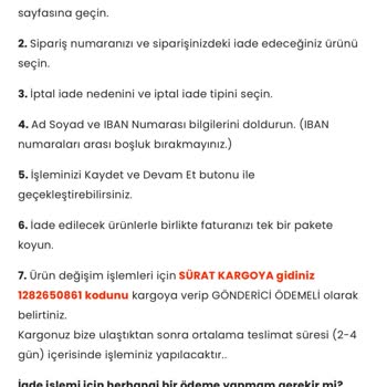 Saklı Butik Tekstil İn İade Tutarımın Tamamını Yatırmaması