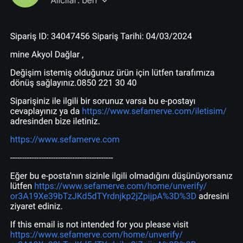 Sefamerve Ücret İadesi Talebi