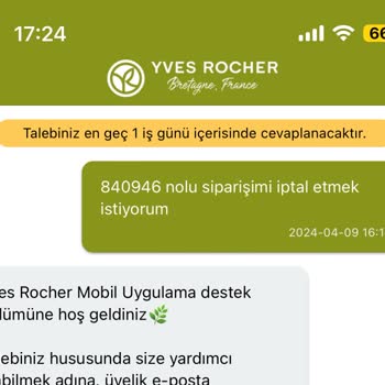 Yves Rocher Sipariş İptalinde İade Yapmıyor