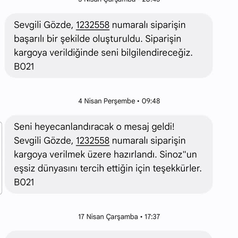 Sinoz Kozmetik Kargom Kayıp!