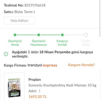 Trendyol Express Ürünüme El Kondu!
