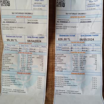 Fazla Kesilmiş İSKİ Su Faturası