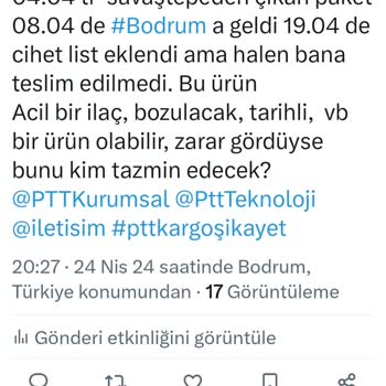 PTT Kargo, Paketimi 24 Gündür Teslim Etmiyor