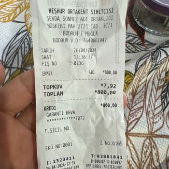 Ortakent Simitçisi'nden Alınan Ürünler...