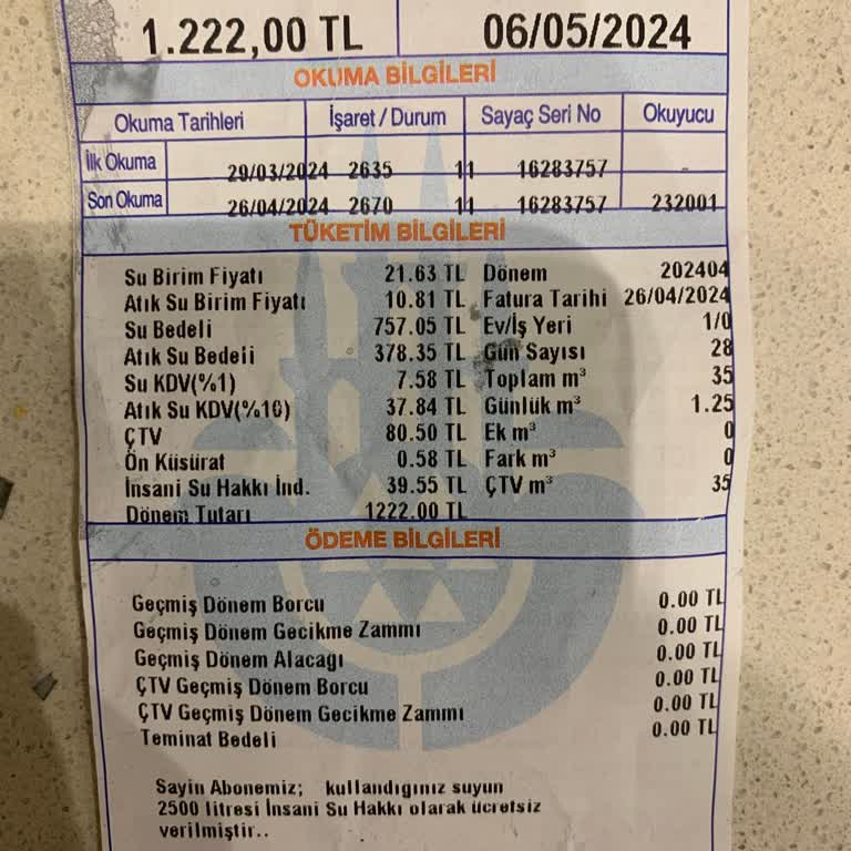 İstanbul Büyükşehir Belediyesi İSKİ Atık Su Bedeli