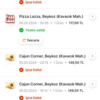 Kavacık Cajun Corner Sipariş Getirmiyor