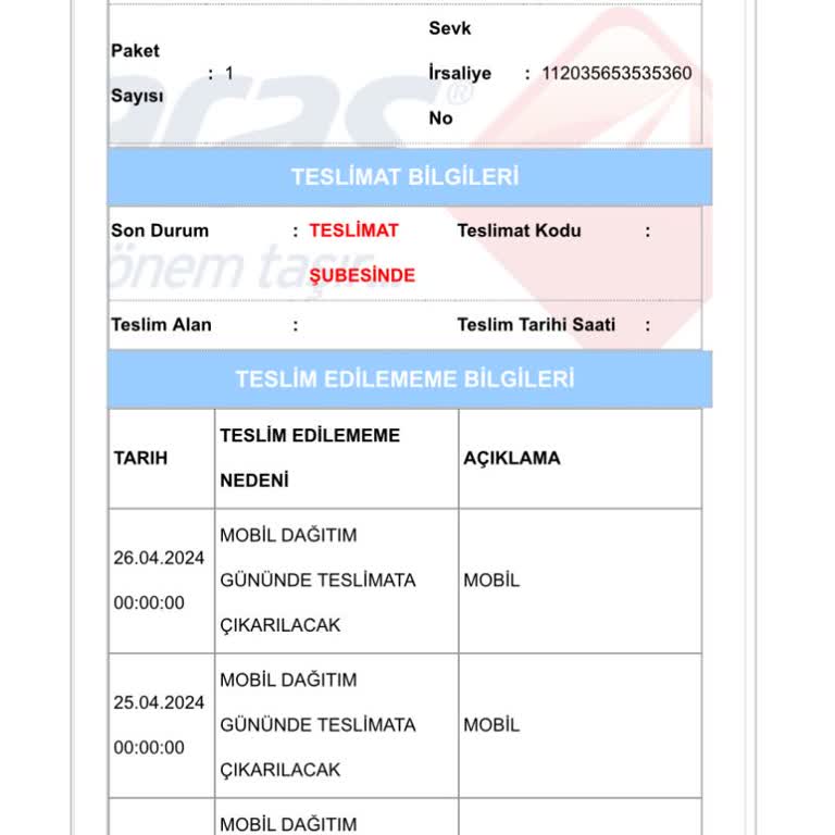 Aras Kargo, "Evden Irak Kargo"