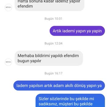 Mevra Firması İade Edilen Ürün Bedeli Bir Ay Oldu Ve Yatırılmadı.