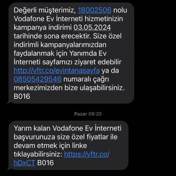 Vodafone Net Taahhüdüm Onaysız Güncellendi, İptal Talebi